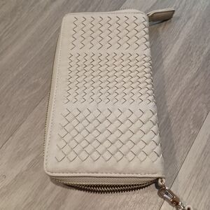 Madison West Cream Woven Clutch